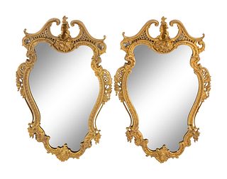 A Pair of Louis XV Style Gilt Bronze Mirrors