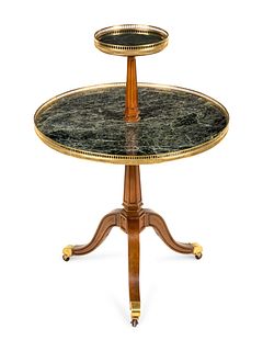 A French Gilt Metal Mounted Mahogany Two-Tier Dumbwaiter