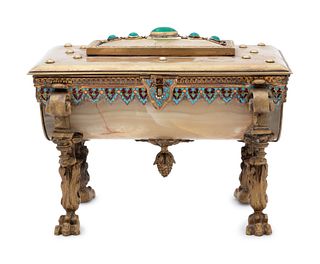 A French Onyx and Champleve Table Casket
