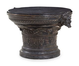 A Neoclassical Style Bronze and Marble Pedestal Table