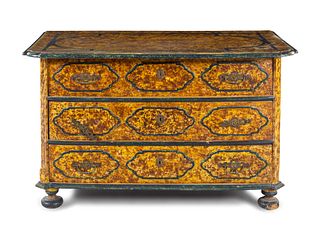 An Italian Baroque Style Faux Tortoise Shell Commode