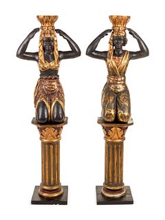 A Pair of Venetian Style Figural Pedestals