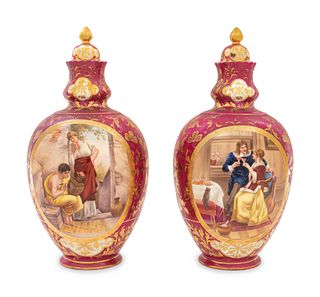 A Pair of Vienna Porcelain Urns