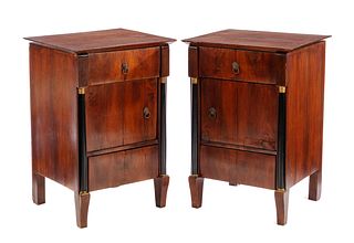 A Pair of Neoclassical Parcel Ebonized Side Cabinets