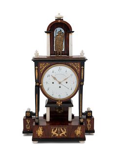 An Austrian Quarter Repeater Alabaster Mounted Clock