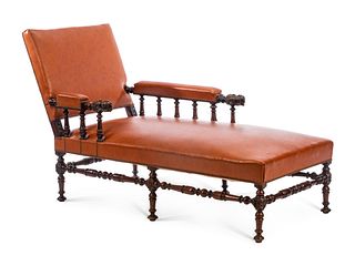 A Renaissance Revival Oak Chaise Longue