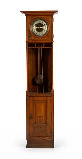 A Gustav Becker Oak Tall Case Clock