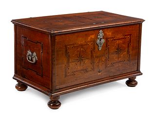 A German Baroque Oak and Marquetry Coffer