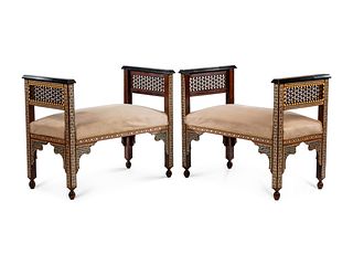 A Pair of Moorish Style Inlaid Window Seats