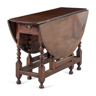 A William and Mary Carved and Turned Oak Gate-Leg Table