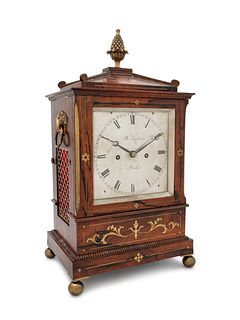 A Regency Brass Inlaid Rosewood Bracket Clock