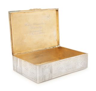 A Russian Silver Trompe l'Oeil Cigar Box