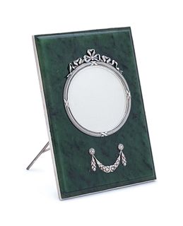 A Russian Silver-Mounted Nephrite Jade Picture Frame