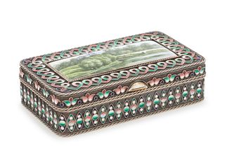 A Russian Silver and Enameled Snuff Box