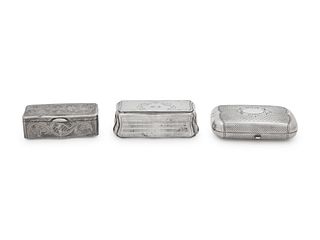 Three Continental Silver Snuff Boxes