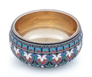 A Russian Silver and Enameled Master Salt 