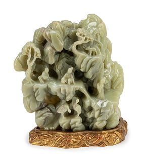 A Chinese Carved Jadeite Mountain