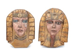 A Pair of Art Deco Style Masks of Egyptians
