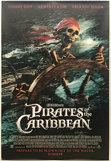 CAST SIGNED PIRATES OF THE CARRIBEAN MOVIE POSTER