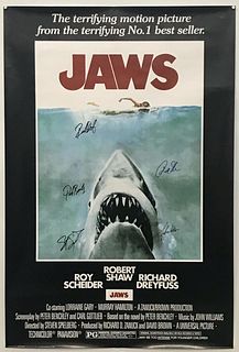 AUTOGRAPHED "JAWS" MOVIE POSTER, SPIELBERG