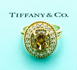 Tiffany & Co 18k Gold 2.51 Yellow Diamond & White