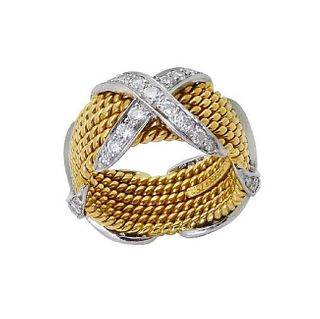 Tiffany & Co Schlumberger X Diamond 18k Ring Size 3