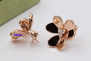 Van Cleef & Arpels 18K Rose Diamond LG Frivole Earrings