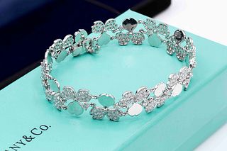 Tiffany & Co Paper Flowers 4CT Diamond Cluster Bracelet