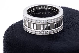 Tiffany Atlas 18k White Gold Diamond Ring Size 5.5