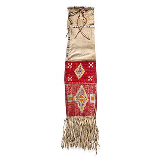 Sioux Beaded and Quilled Hide Tobacco Bag, From the Stanley B. Slocum Collection, Minnesota