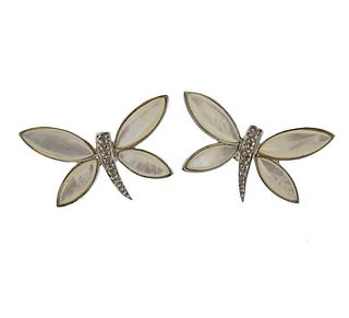 18K Gold Diamond MOP Butterfly Earrings