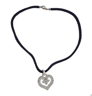 O. J. Perrin 18K Gold Diamond Cord Heart Pendant