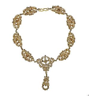 Vintage 14K Gold Seed Pearl Necklace