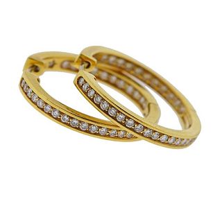 H. Stern 18K Gold Diamond Hoop Earrings