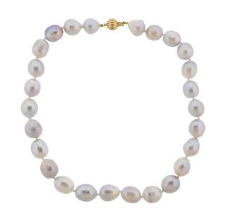 18K Gold Baroque Pearl Necklace
