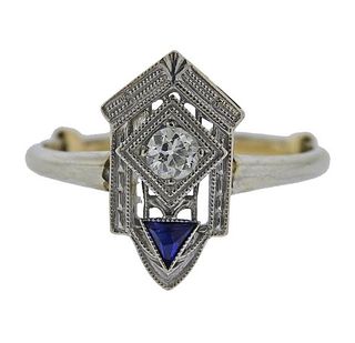 Art Deco 18K Gold Diamond  Ring