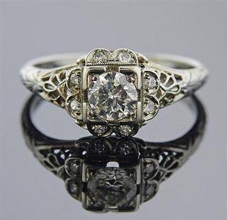 Art Deco 18K Gold Diamond Engagement Ring