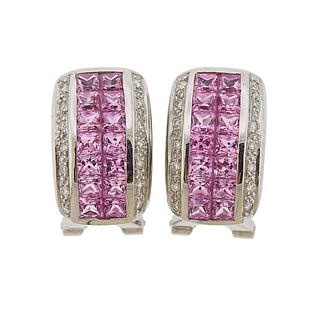 LeVian 18K Gold Diamond Pink Sapphire Earrings