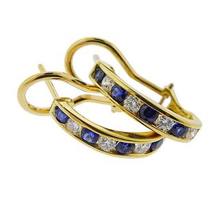 Tiffany &amp; Co 18k Gold Diamond Sapphire Earrings