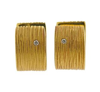 Roberto Coin 18k Gold Diamond Hoop Earrings 