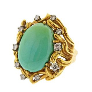 Boris Le Beau 18K Gold Diamond Turquoise Ring