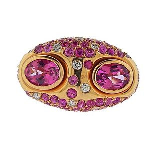 Valente Pink Sapphire Diamond 18k Gold Ring