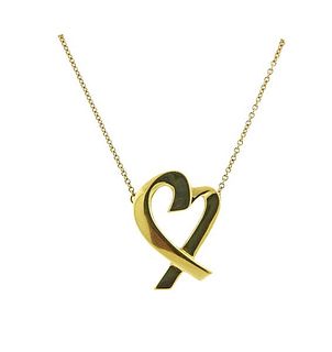 Tiffany &amp; Co Picasso 18k Gold Loving Heart Necklace Pendant 