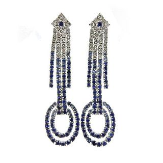 18k Gold  Diamond Sapphire Earrings