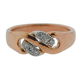 Italian 18k Rose Gold Diamond Ring