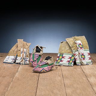 Plains Child's Beaded Hide Leggings and Moccasins, From the Stanley B. Slocum Collection, Minnesota
