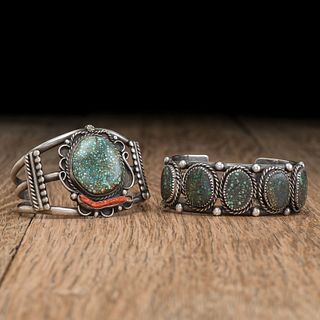 Navajo Silver and Turquoise Cuff Bracelets, ex Lynn Trusdell Collection (1938-2008), Pennsylvania 