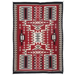 Lena Nez (Dine, 20th century) Navajo Storm Pattern Weaving / Rug