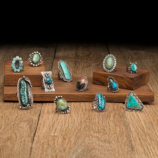 Navajo and Zuni Silver and Turquoise Rings, ex Lynn Trusdell Collection (1938-2008), Pennsylvania 