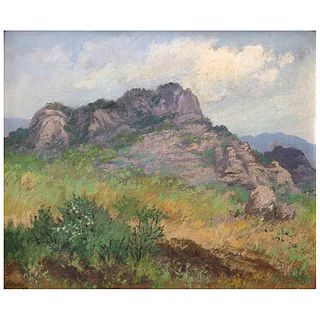 FELICIANO PEÑA, Tepoztlán, Signed and dated 72 on front, Signed and dated 78 on back, Oil on canvas, 10 x 11.8" (25.5 x 30 cm)